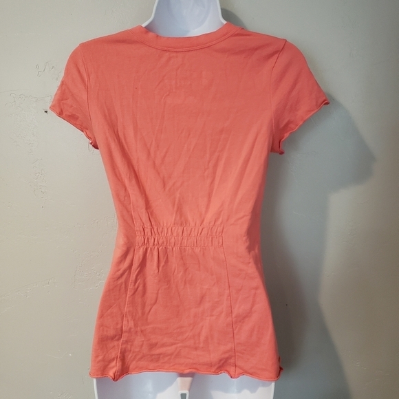 Jasmine & Ginger Small Coral Lounge Wear Short Sleeve T-shirt V-neck Comfy Soft - Picture 2 of 7